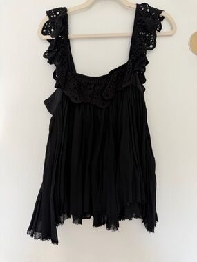 Anama Black Eyelet-Trim Tank Top NWOT women size M